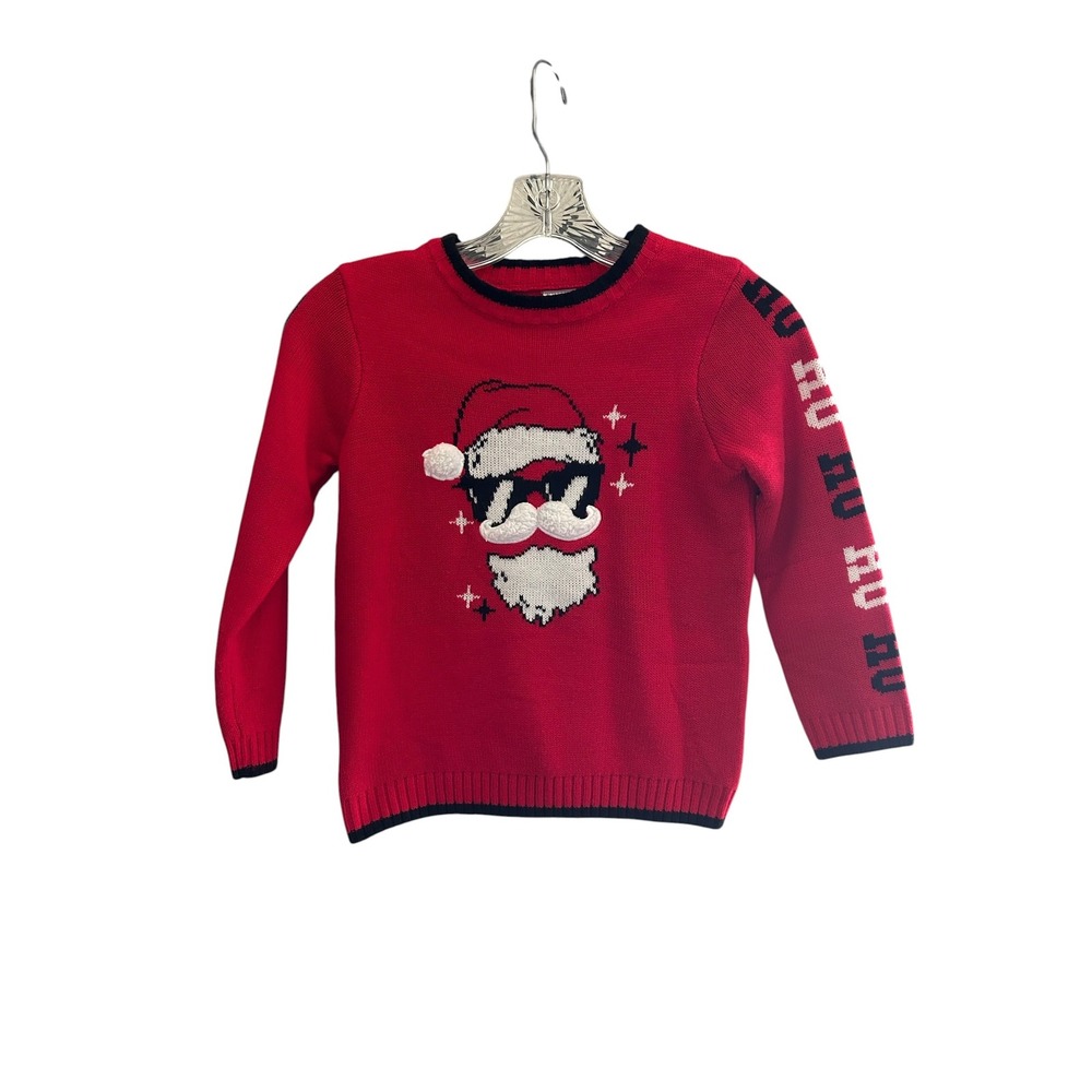 Holiday Time Kids Red Santa Sunglasses Ho Ho Ho Knit Sweater S 6-7
